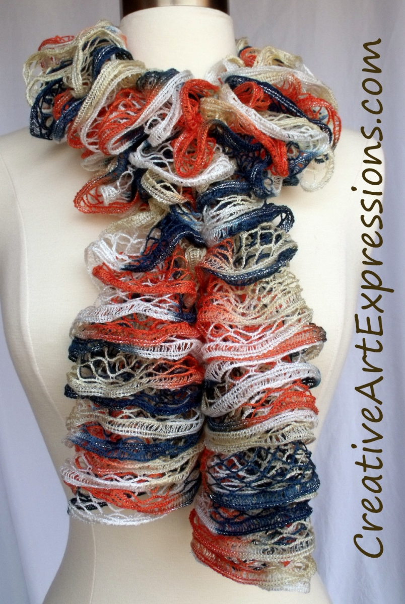 Creative Art Expressions Hand Knit Maritime Ruffle Scarf
